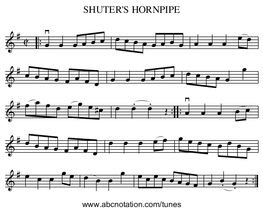 SHUTER'S HORNPIPE - staff notation