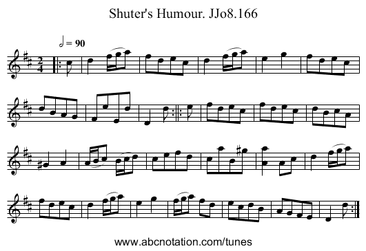 Shuter's Humour. JJo8.166 - staff notation