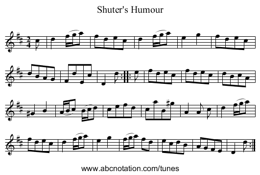 Shuter's Humour - staff notation