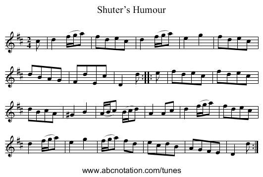 Shuter’s Humour - staff notation