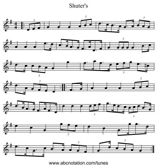 Shuter's - staff notation
