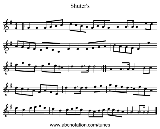 Shuter's - staff notation