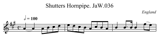 Shutters Hornpipe. JaW.036 - staff notation