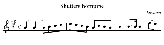 Shutters hornpipe - staff notation