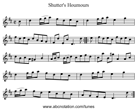 Shutter's Houmours - staff notation