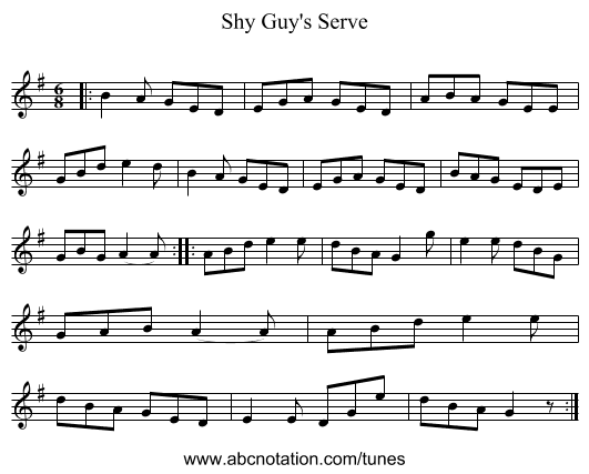 Shy Guy's Serve - staff notation