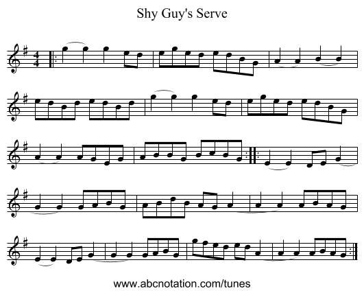Shy Guy's Serve - staff notation