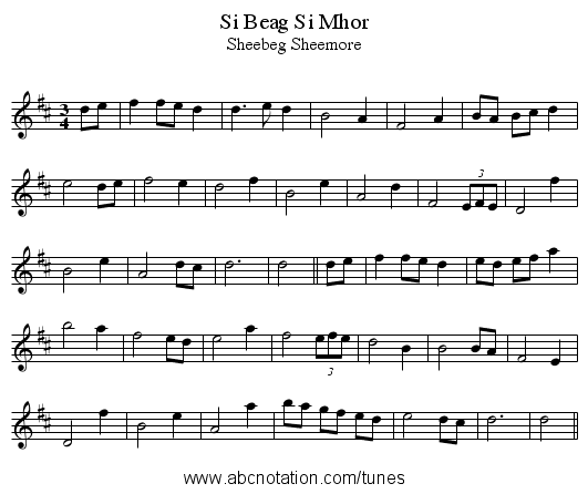 Si Beag Si Mhor - staff notation