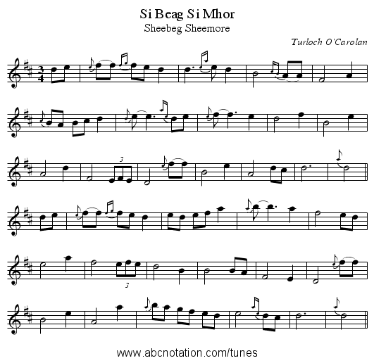 Si Beag Si Mhor - staff notation