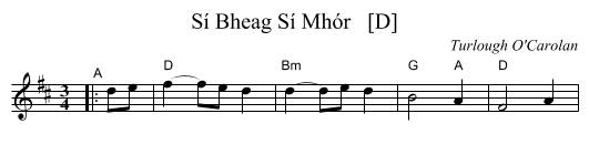 S&iacute; Bheag S&iacute; Mh&oacute;r   [D] - staff notation