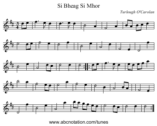 Si Bheag Si Mhor - staff notation
