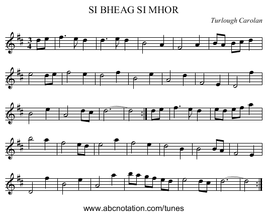 SI BHEAG SI MHOR - staff notation