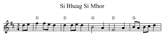 Si Bheag Si Mhor - staff notation