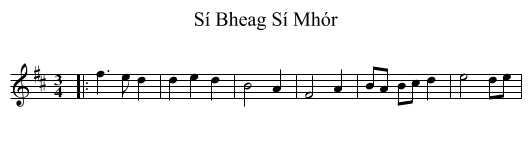 Sí Bheag Sí Mhór - staff notation