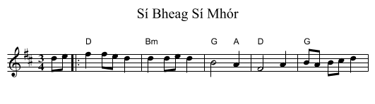 Sí Bheag Sí Mhór - staff notation