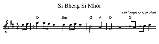 S&iacute; Bheag S&iacute; Mh&oacute;r - staff notation