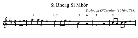 Sí Bheag Sí Mhór - staff notation