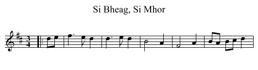 Si Bheag, Si Mhor - staff notation