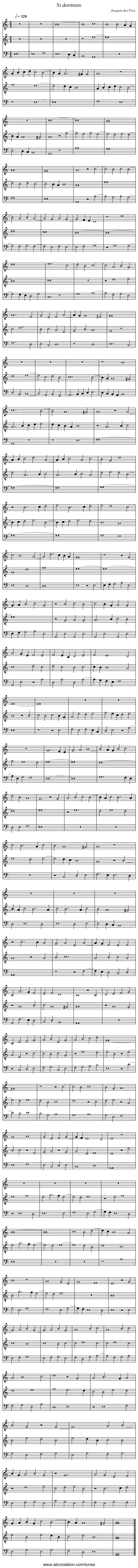 Si dormiero - staff notation