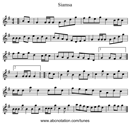 Siamsa - staff notation
