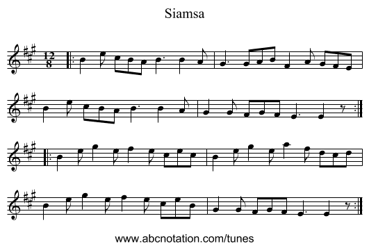 Siamsa - staff notation