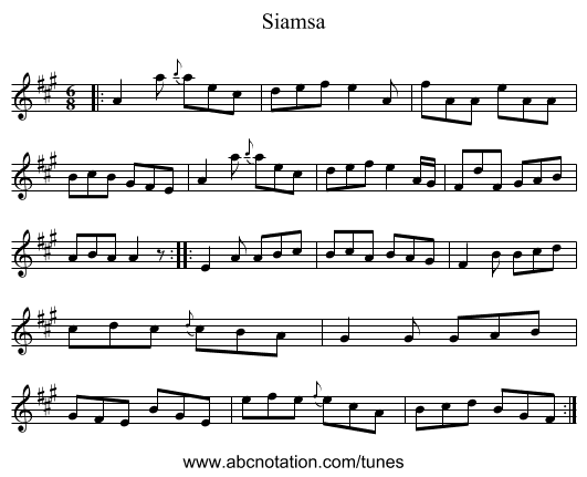 Siamsa - staff notation
