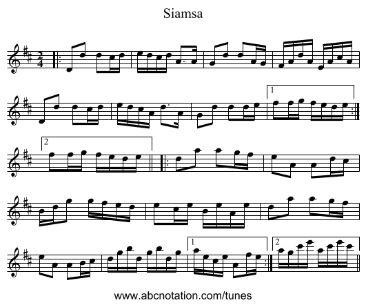 Siamsa - staff notation