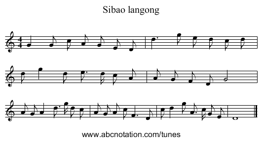 Sibao langong - staff notation