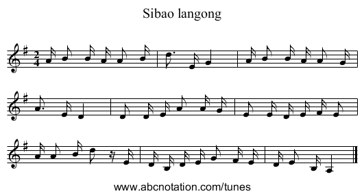 Sibao langong - staff notation