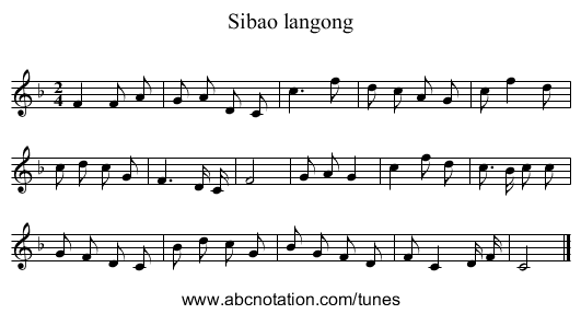 Sibao langong - staff notation