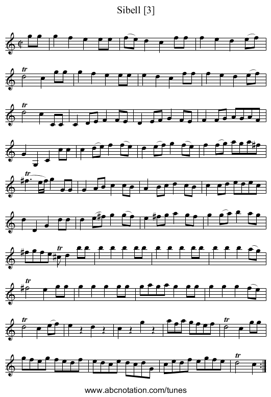 Sibell [3] - staff notation
