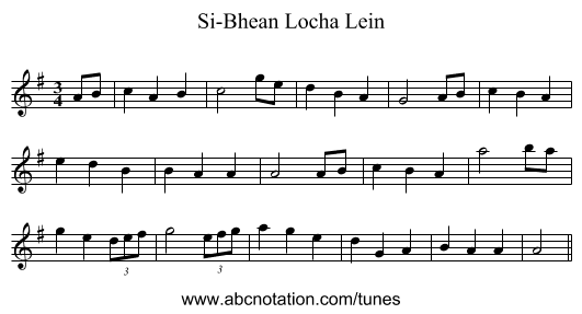 Si-Bhean Locha Lein - staff notation