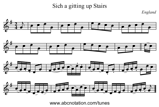 Sich a gitting up Stairs - staff notation