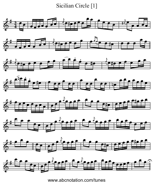 Sicilian Circle [1] - staff notation
