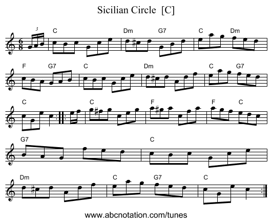 Sicilian Circle  [C] - staff notation