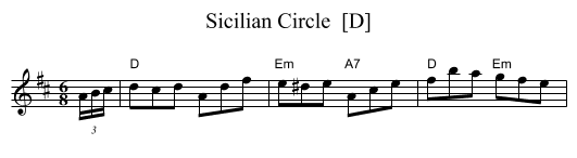 Sicilian Circle  [D] - staff notation