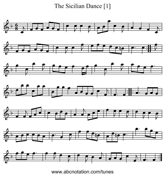 Sicilian Dance [1], The - staff notation
