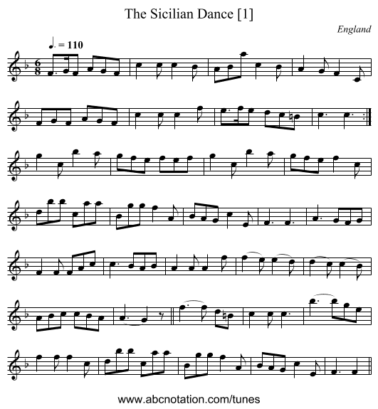 Sicilian Dance [1], The - staff notation