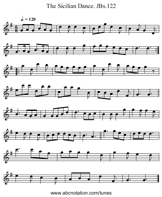 Sicilian Dance. JBs.122, The - staff notation