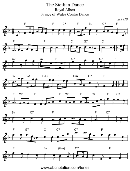 Sicilian Dance, The - staff notation