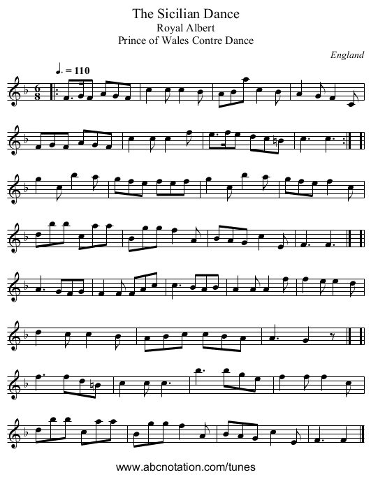 Sicilian Dance, The - staff notation