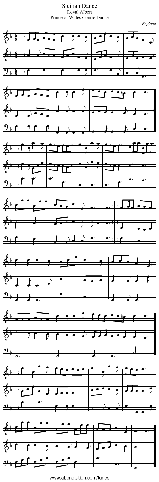 Sicilian Dance - staff notation