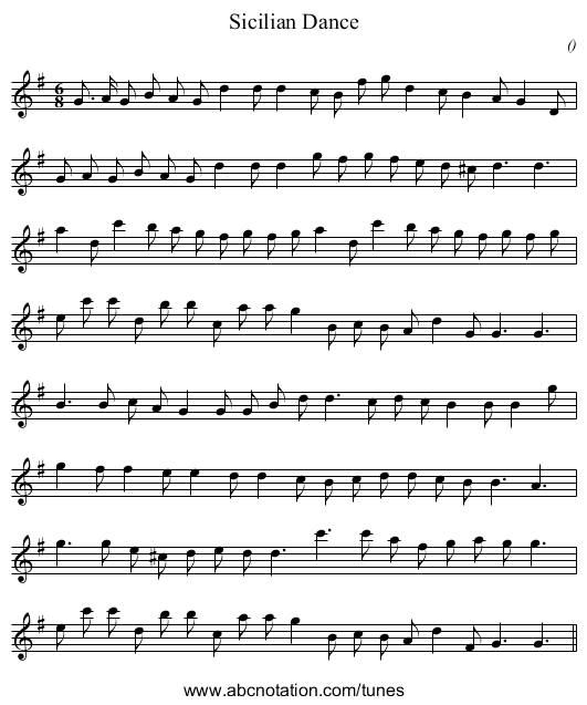 Sicilian Dance - staff notation