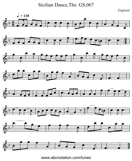 Sicilian Dance,The. GS.067 - staff notation