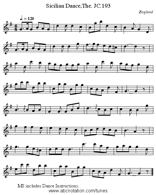 Sicilian Dance,The. JC.193 - staff notation