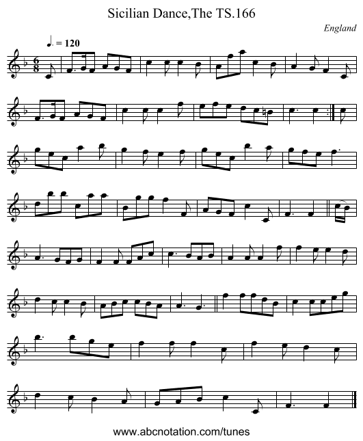 Sicilian Dance,The TS.166 - staff notation