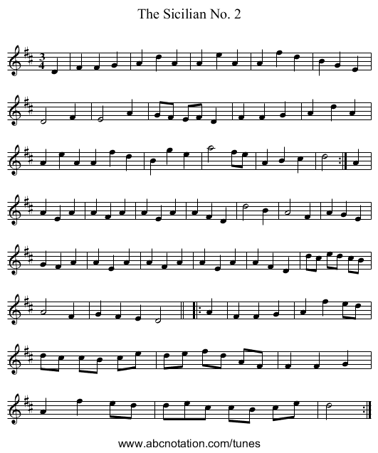 Sicilian No. 2, The - staff notation