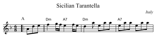 Sicilian Tarantella - staff notation