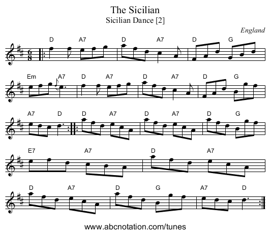 Sicilian, The - staff notation
