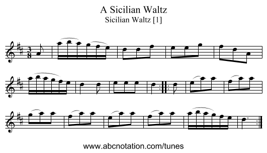 Sicilian Waltz, A - staff notation